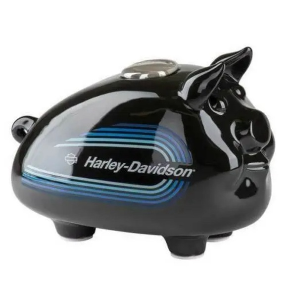 2018 Harley Davidson tank hog bank. Black with blue graphic NEW IN BOX - Picture 1 of 3